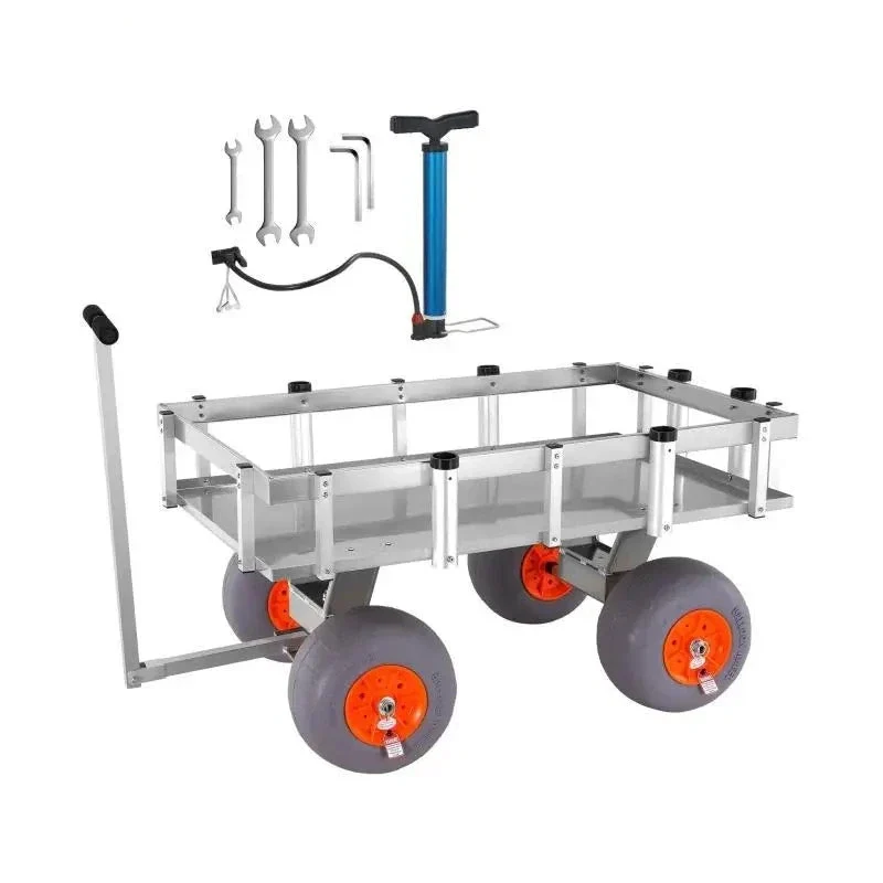 Opvouwbare Strandviskar - Strandwagen - Bolderkar - Camping Trolley - Outdoor Aanhangwagen - 500lbs - Viskar - met 8 Hengelhouders - 11" Wielen - Vistent - voor Strand - Steiger & Camping