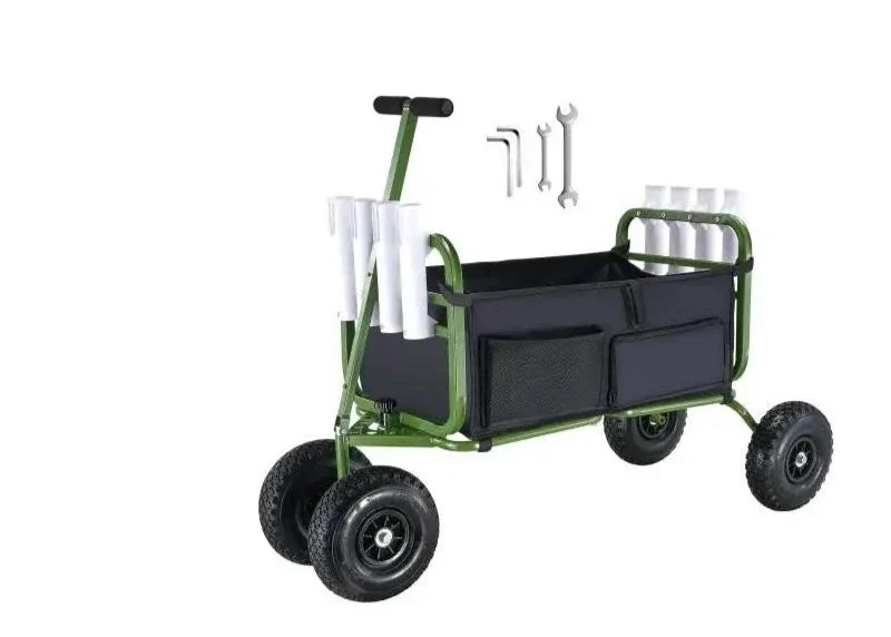 Opvouwbare Strandviskar - Strandwagen - Bolderkar - Camping Trolley - Outdoor Aanhangwagen - 300lbs - Viskar - met 8 Hengelhouders - 11" Wielen - Vistent - voor Strand - Steiger & Camping