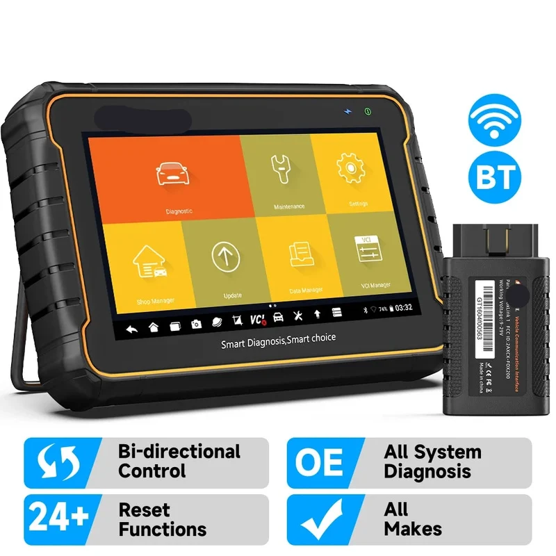 OBD2 Scanner - Diagnosecomputer - OBD - Volledig Systeem - en Actieve Test - 24+ Service Resetten - Draadloze - Bluetooth - Autodiagnose Tool