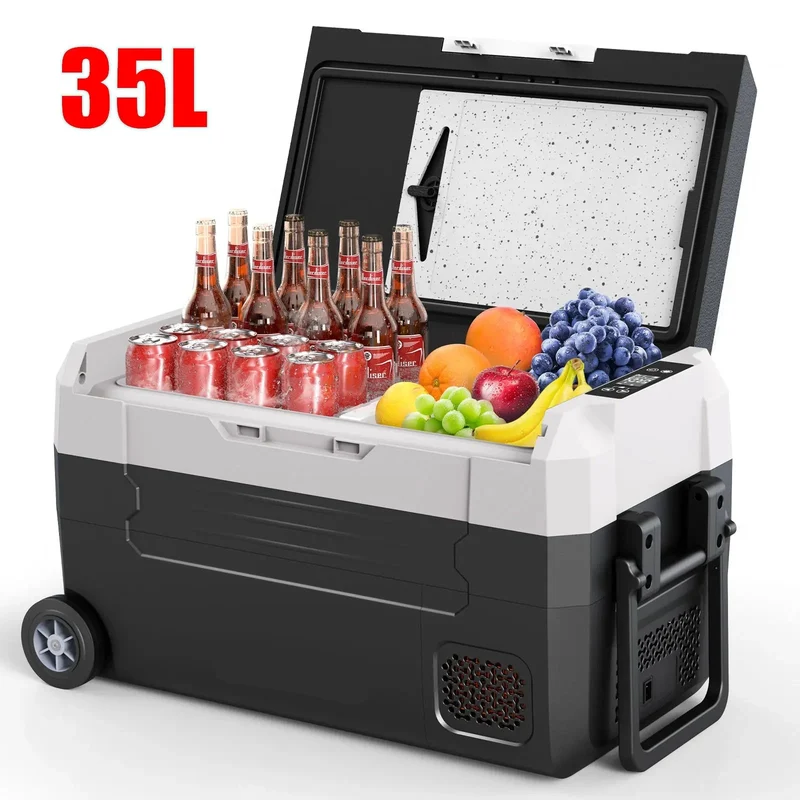 Auto Koelbox - Compressor Koelbox - Auto Koelkast - Compressor Koelkast - Frigobox - Draagbare - 35L- Dual Zone - Vriezer & Koeler - -20°C tot 20°C - 12V/24V & 230V - Met Wieltjes - voor Auto - Camper - Outdoor - Standaard