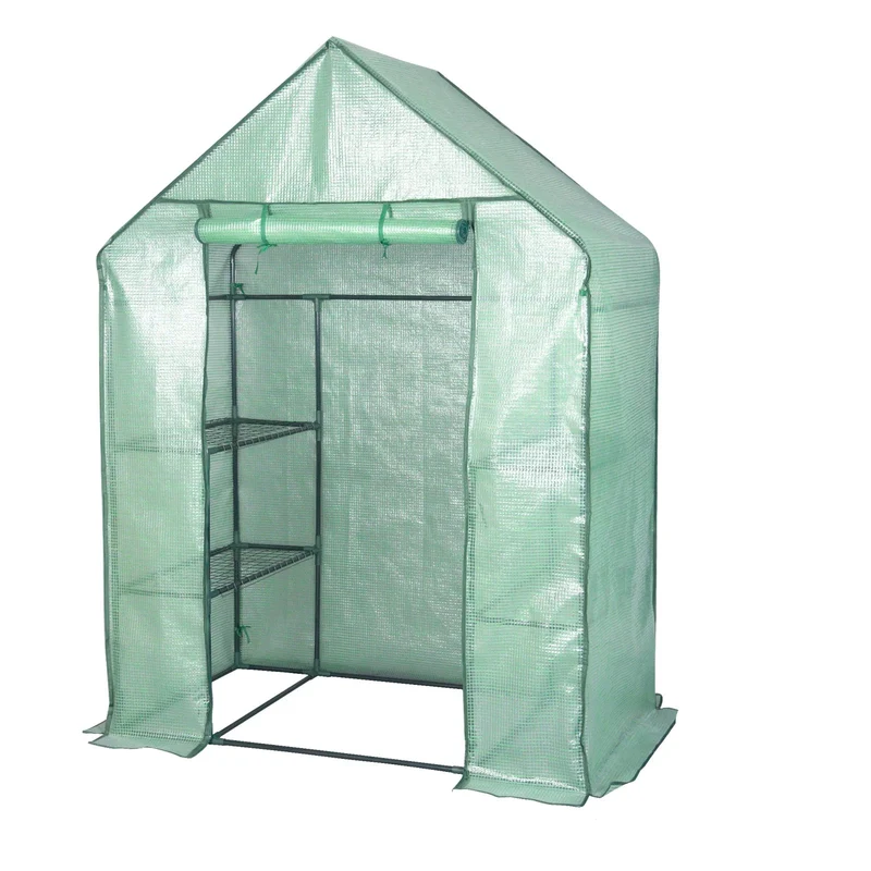 Foliekas - Broeikas - Hobbykas - Kweekkas - Huishoudelijke Schuur - voor Tomaten - Planten - Beschermt Tegen Kou - Regen - Vorst - PER - Geverfde Stalen Buizen - 143 x 215 x 195 cm - Groen