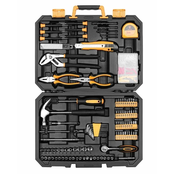 Gereedschap Kit - Professionele Gereedschapsset - 196-delige Auto Reparatie Toolset - Schroevendraaierhamer - Doppen - Mechanische Handgereedschap Set - met Stevige Opbergkoffer - Zwart