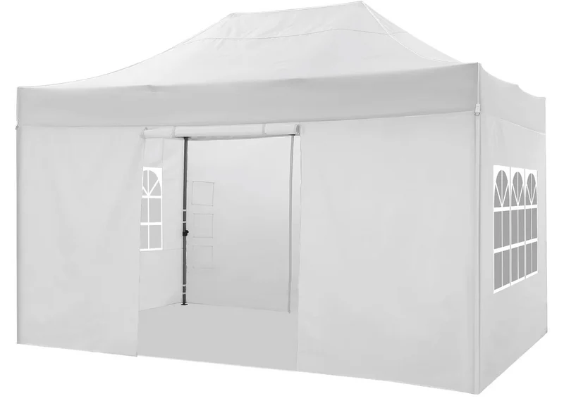 Paviljoen - Tuinpaviljoen - Partytent - Tuintent - Pop-up Kliksysteem - Stabiel - Vouwtent - met 4 Zijwanden - Opvouwbaar - Waterdicht - Winterbestendig - 50+UV-Bescherming - voor Tuin - Buiten - Achtertuin - 3 x 4.5 m - Wit