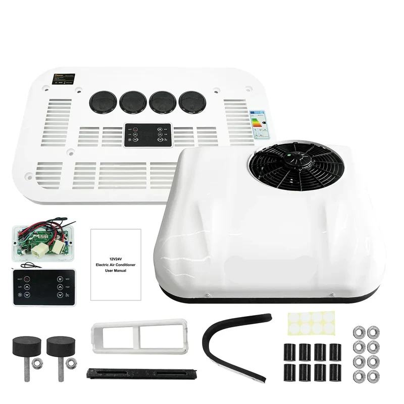 Dak Airco - Dak Airconditioner - Air conditioning - Efficiënte Koeling - met Afstandsbediening - voor RV - Camper Van - Vrachtwagens - Boten - 10000 BTU - 300-700W - 150-400m³/u - 1-3KW - 12V - Wit
