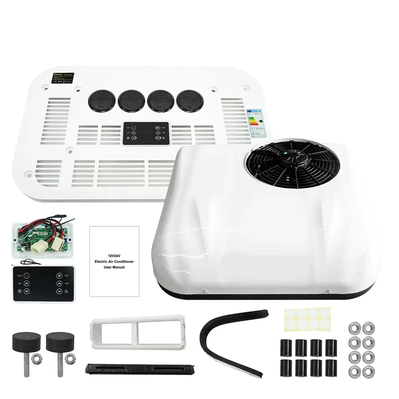 Dak Airco - Dak Airconditioner - Air conditioning - Efficiënte Koeling - met Afstandsbediening - voor RV - Camper Van - Vrachtwagens - Boten - 10000 BTU - 400-1200W - 150-400m³/u - 1-3KW - 24V - Wit