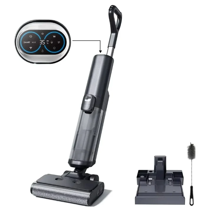 Draadloze Stofzuigers - Stofzuiger - Natte & Droge - Vacuum Cleaner - 380 RPM - 2500mAh-Batterij - 35 min Lopend - 1L Schone Watertank - met Zuigstofzuiger - Dweil - Wasfunctie - Grijs