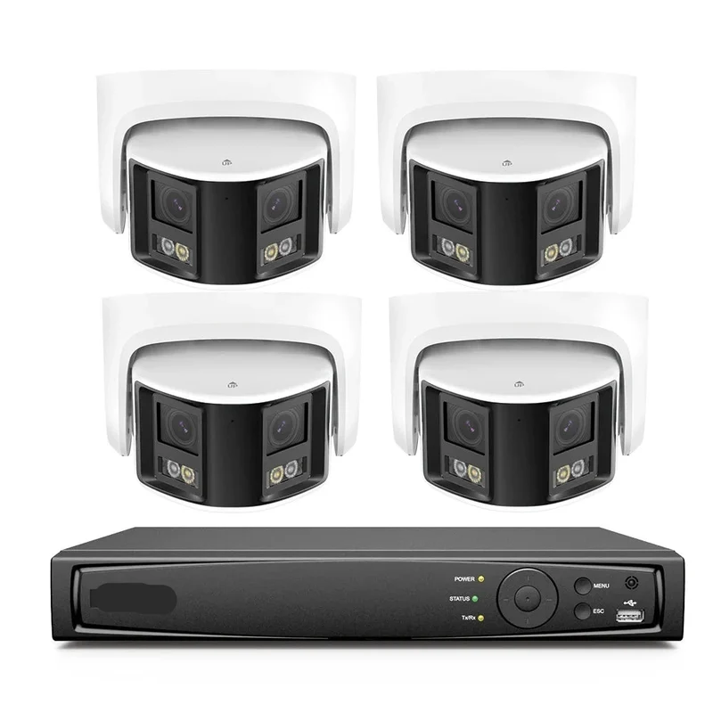 Beveiligingscamerasysteem - Camerabewaking - Beveiligingscamera - POE Camera Kit - Tweeweg Audio - 8CH NVR - 4 Camera's - Weerbestendig - Nachtzicht & Bewegingsdetectie - Binnen en Buiten - Ingebouwde HDD: 1T
