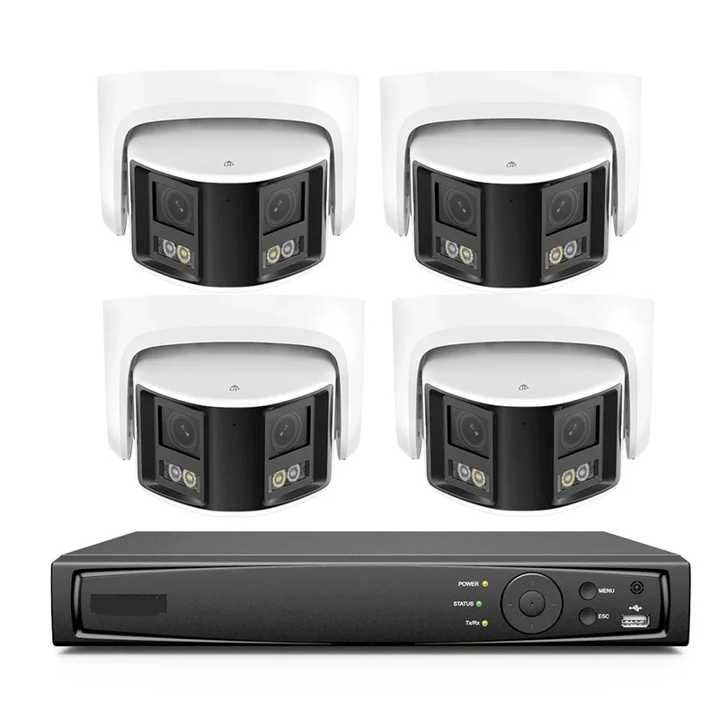 Beveiligingscamerasysteem - Camerabewaking - Beveiligingscamera - POE Camera Kit - Tweeweg Audio - 8CH NVR - 4 Camera's - Weerbestendig - Nachtzicht & Bewegingsdetectie - Binnen en Buiten - Ingebouwde HDD: Geen