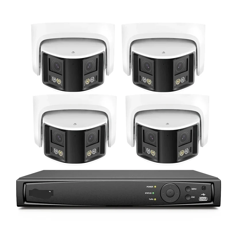 Beveiligingscamerasysteem - Camerabewaking - Beveiligingscamera - POE Camera Kit - Tweeweg Audio - 8CH NVR - 4 Camera's - Weerbestendig - Nachtzicht & Bewegingsdetectie - Binnen en Buiten - Ingebouwde HDD: 4T