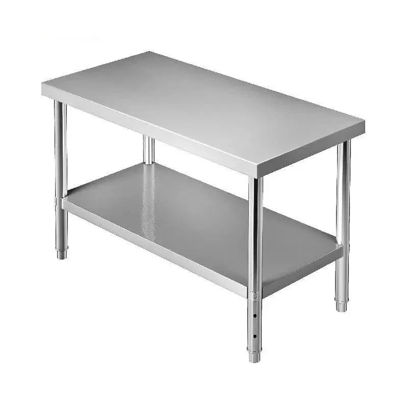 Roestvrijstalen Werktafel - Keukentafel - Keuken Werktafel - Keukeneiland - Werkbank - Verstelbare Onderniveau - 48x30x34inch - Industriële Werktafel RVS - Met Opbergruimte