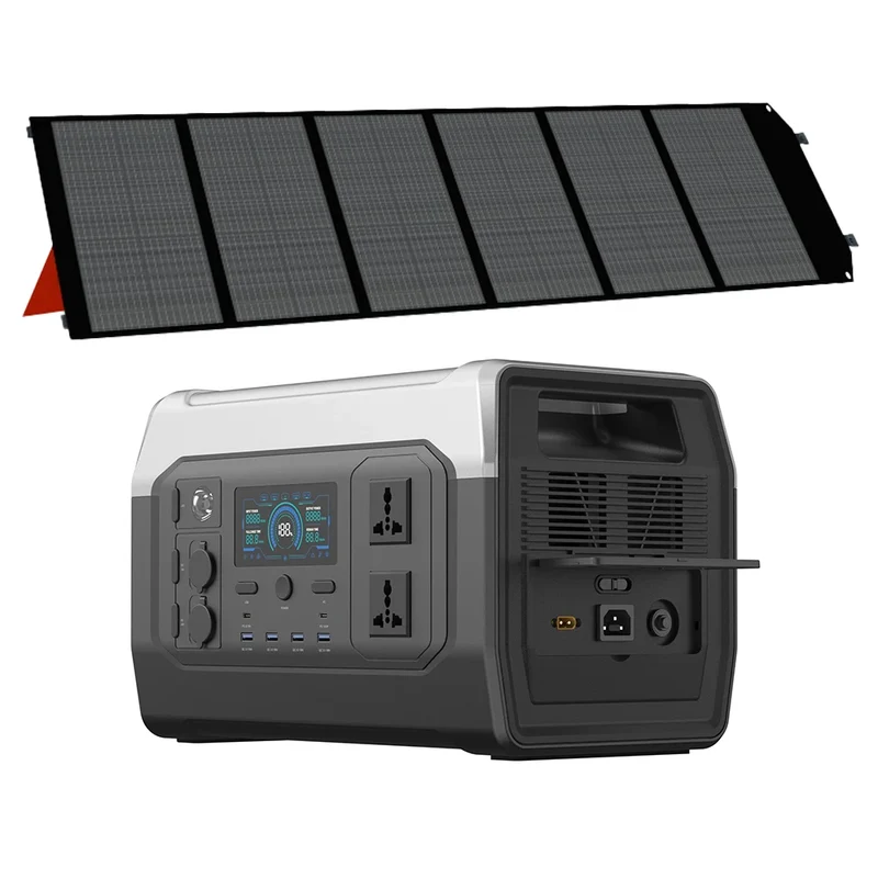 Powerstation - Generatoren - Aggregaat - Stroomgenerator - Generator - 1800W/1600W – 1024Wh Capaciteit - met 200W Zonnepaneel -Draagbare Power Station - Pure Sinusgolf – LiFePO4 Batterij - Geschikt voor Reizen & Kampere