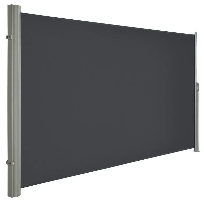 Windscherm - Tuinscherm - Zijluifel - Opvouwbare Windschermen - 200 x 350 cm - Volledig Aluminium Frame – Waterdicht - UV 30+ Bescherming – Privacy Scherm voor Buiten - Donkergrijs