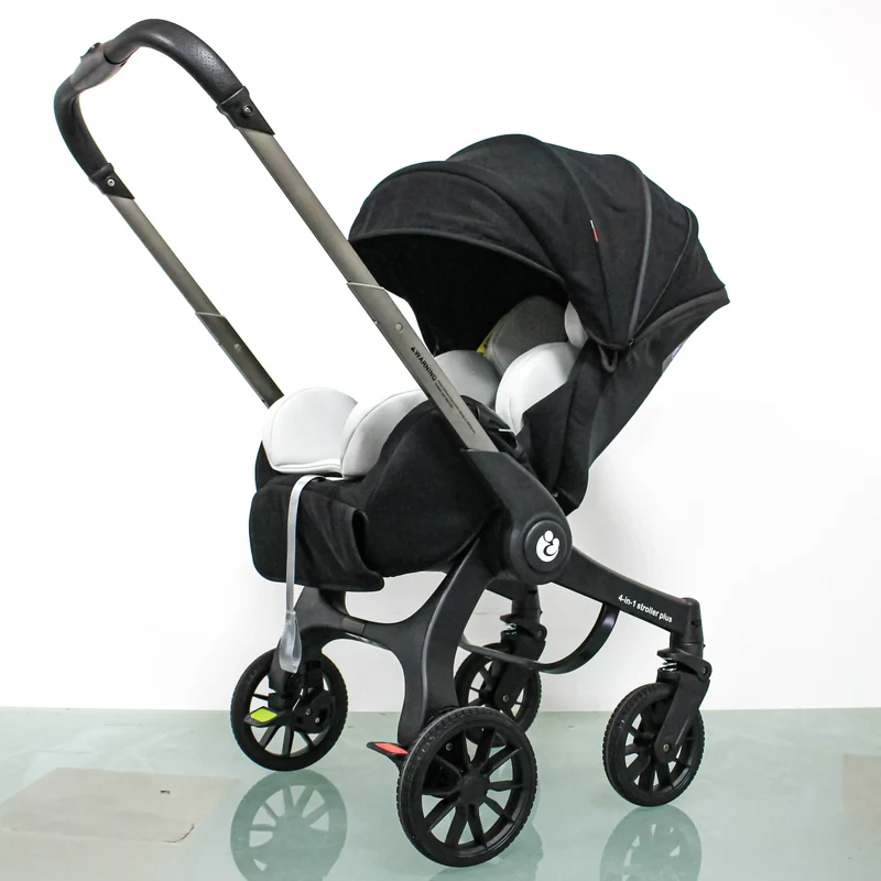 Kinderwagen - 4-in-1 Baby Stroller - Wandelwagen - Buggy - Twee Richtingen – Multifunctioneel – 3-in-1 Opvouwbaar – Lichtgewicht Reiswieg – Zwart