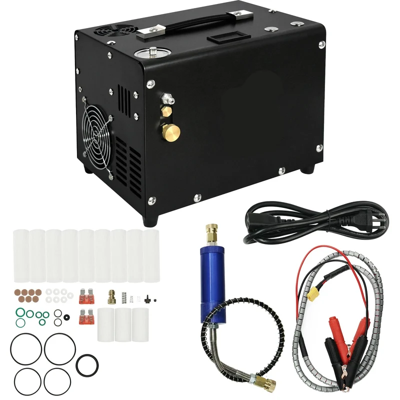Luchtcompressor - Draagbare Hogedrukluchtcompressor - Airpress Compressor - 300 bar - 4500Psi PCP - 120V - met 12V Voedingsadapter - Auto-stop - Scuba PCP-tank