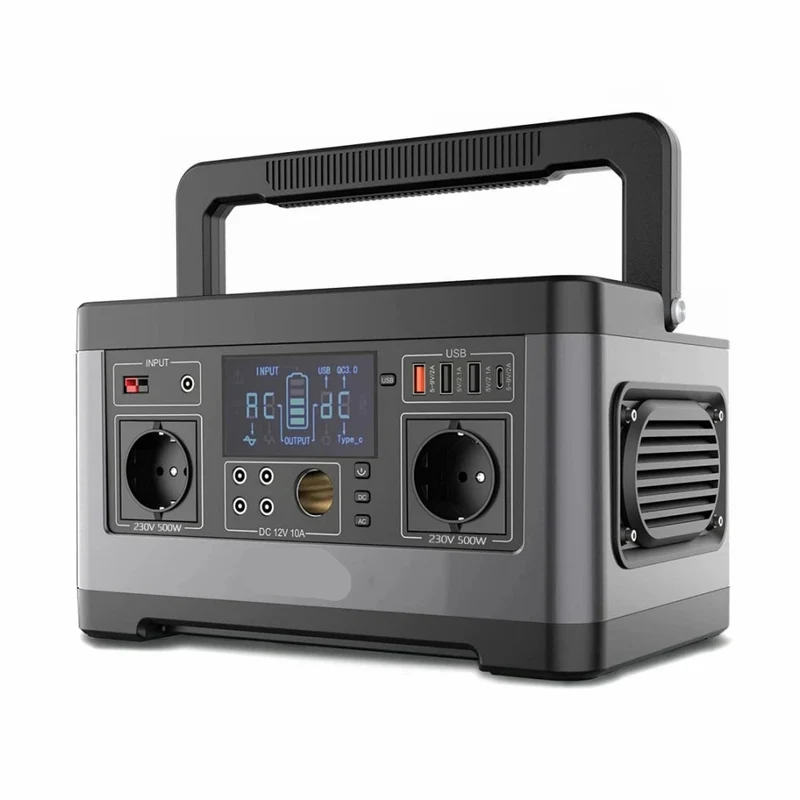 Powerstation - Stroomgenerator - Mini-Generator - Draagbare - Krachtcentrale - voor Thuis - Tenten - Buiten - Kamperen - 520Wh - 140400 mAh - 500W AC Uitgang - 5x DC-uitgangen - 4x USB-uitgang - Grijs