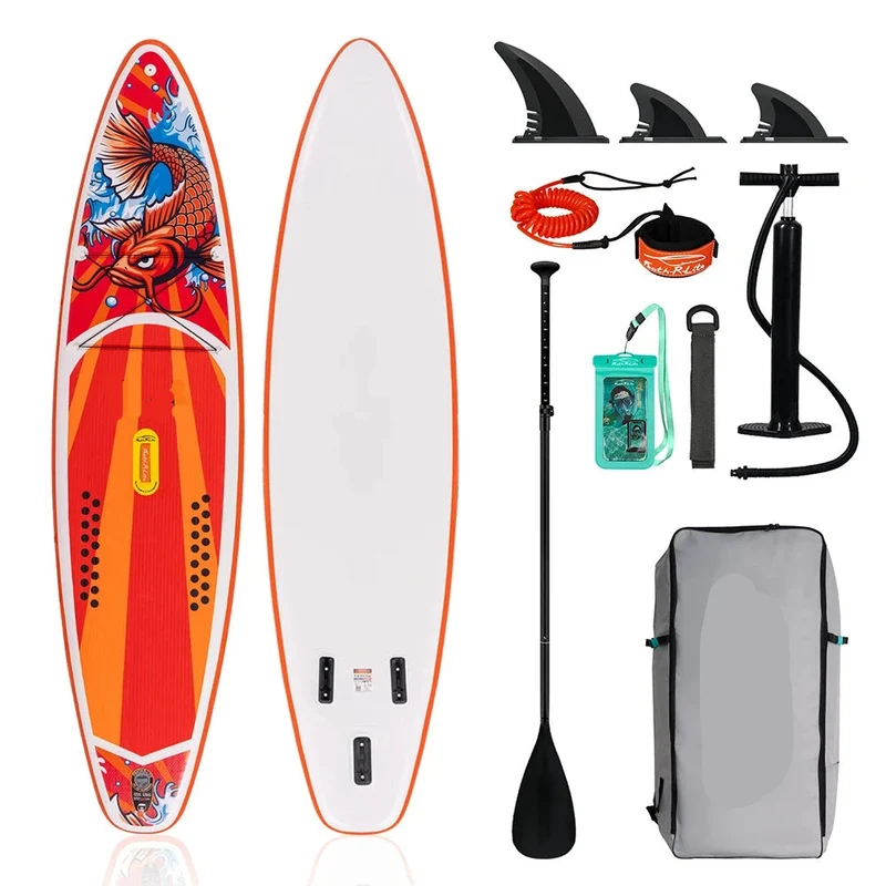 Supboard - Sup - Paddle Board - Sup Boards - 350x84x15cm - Ultra-Light - Opblaasbaar Stand Up Paddle Board - Max 165 kg - Waterdicht - Voor Rivier - Zee - Inclusief Paddle - Rugzak - Zadel & Accessoires - Oranje