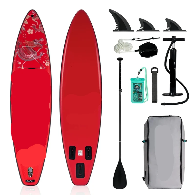 Supboard - Sup - Paddle Board - Sup Boards - 350x84x15cm - Ultra-Light - Opblaasbaar Stand Up Paddle Board - Max 165 kg - Waterdicht - Voor Rivier - Zee - Inclusief Paddle - Rugzak - Zadel & Accessoires - Rood