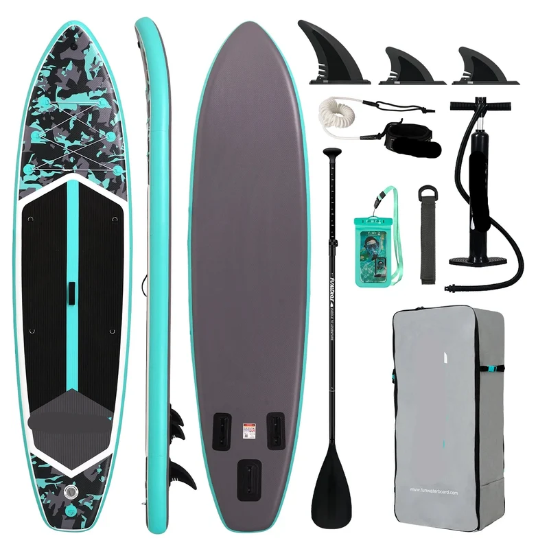 Supboard - Sup - Paddle Board - Sup Boards - 350x84x15cm - Ultra-Light - Opblaasbaar Stand Up Paddle Board - Max 165 kg - Waterdicht - Voor Rivier - Zee - Inclusief Paddle - Rugzak - Zadel & Accessoires - Zwart-grijs