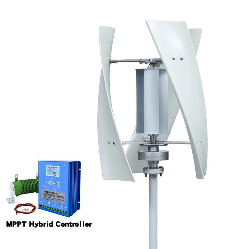 Windturbine - Windmolen - Windturbine Generator - Windenergie - Verticaal As - 5000W - 12V - Met Hybride Regeling - 3 Messen - Stille en Efficiënte Energieoplossing - voor Thuisgebruik