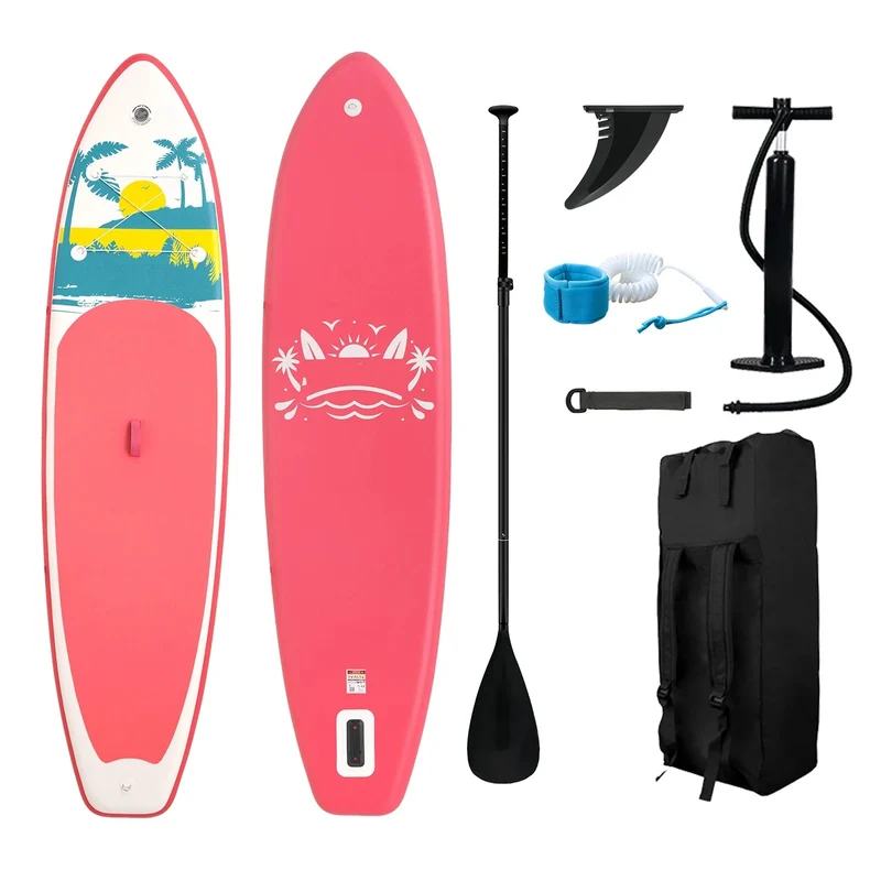 Supboard - Sup - Paddle Board - Sup Boards - 335x84x15cm - Ultra-Light - Opblaasbaar Paddle Board - Max 165 kg - Waterdicht - Voor Rivier - Zee - Inclusief Paddle - Rugzak - Zadel & Accessoires - Helder Roze