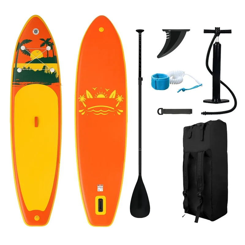 Supboard - Sup - Paddle Board - Sup Boards - 335x84x15cm - Ultra-Light - Opblaasbaar Paddle Board - Max 165 kg - Waterdicht - Voor Rivier - Zee - Inclusief Paddle - Rugzak - Zadel & Accessoires - Geel en Oranje