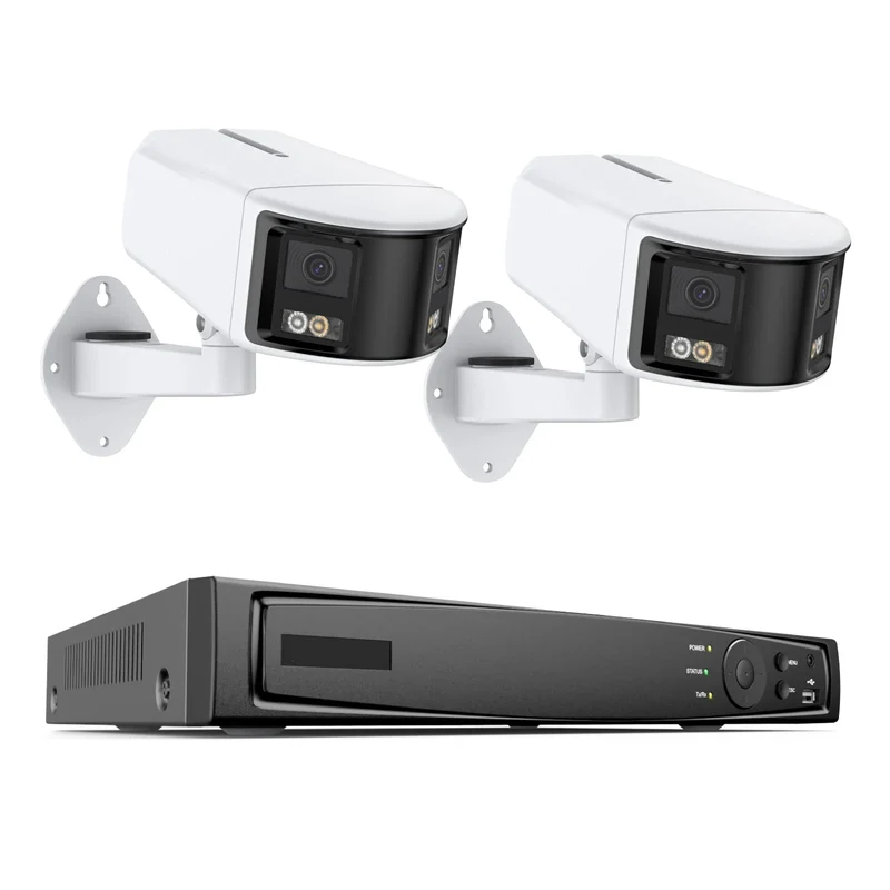 Beveiligingscamerasysteem - Camerabewaking - Beveiligingscamera - POE Camera Kit - Tweeweg Audio - 8CH NVR - 2 Camera's - Weerbestendig - Nachtzicht & Bewegingsdetectie - Binnen en Buiten - Beugel Houder - Ingebouwde HDD: 1T