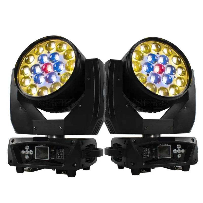 Discolamp - Party Lights - Disco licht - Party Laser - Podiumverlichting - Mini LED & Laser Party Lamp - 19x15W Zoom & DMX-compatibel - Discobal - Beam+Wash RGBW Moving Head Lich - 2 Stuks