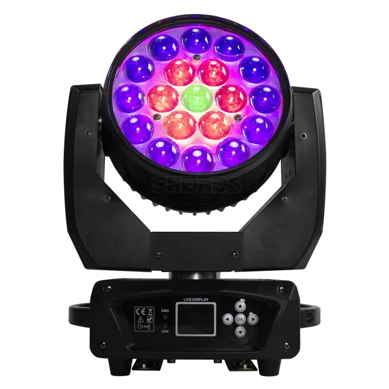 Discolamp - Party Lights - Disco licht - Party Laser - Podiumverlichting - Mini LED & Laser Party Lamp - 19x15W Zoom & DMX-compatibel - Discobal - Beam+Wash RGBW Moving Head Lich - met Flight Case - 1 Stuk
