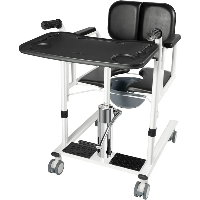 Transportrolstoel - Rolstoel - Rollator - Patiëntenlift & Verzorgingsstoel - Hydraulische - Douchestoel - 4-in-1 Douche – Verstelbare Hoogte & Transferhulp – Zwart