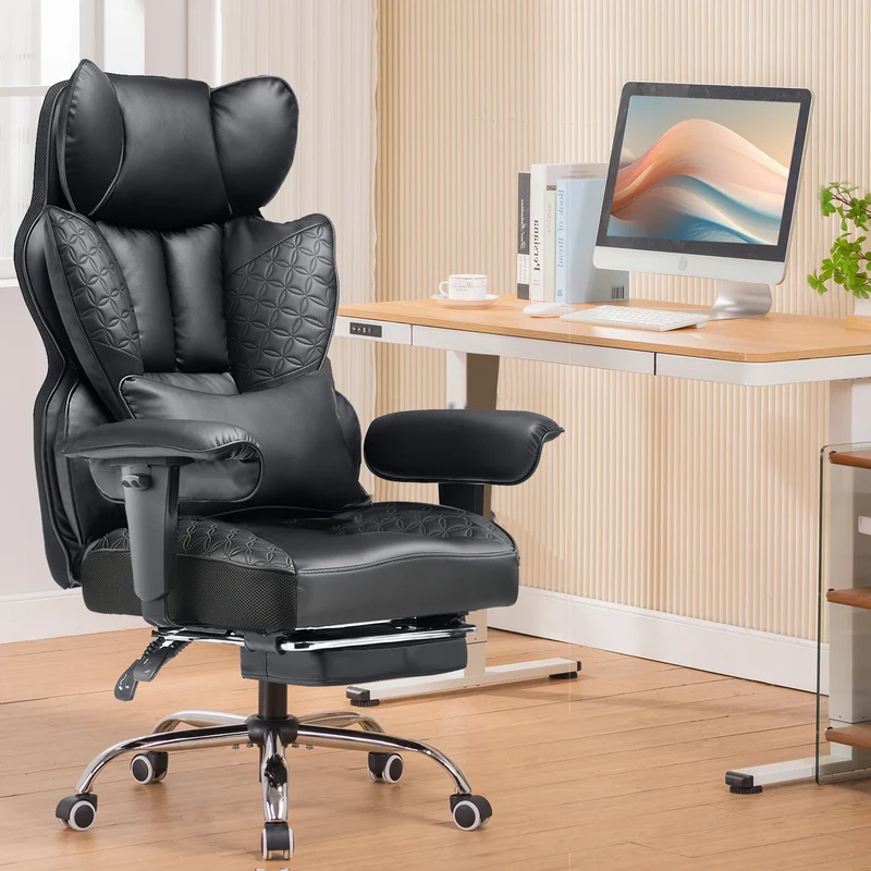 Gaming Stoel - Bureaustoel - Gamestoel - Ergonomische Bureaustoelen - Verstelbare Armleuningen & Pocket Spring Lendensteun – Zwart