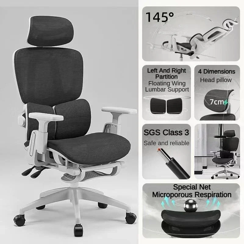 Bureaustoel - Gaming Stoel - Ergonomische Bureaustoelen - Gamestoel - Hoge Rugleuning, Mesh Design & Verstelbare Lendensteun – Wit Frame/Zwart
