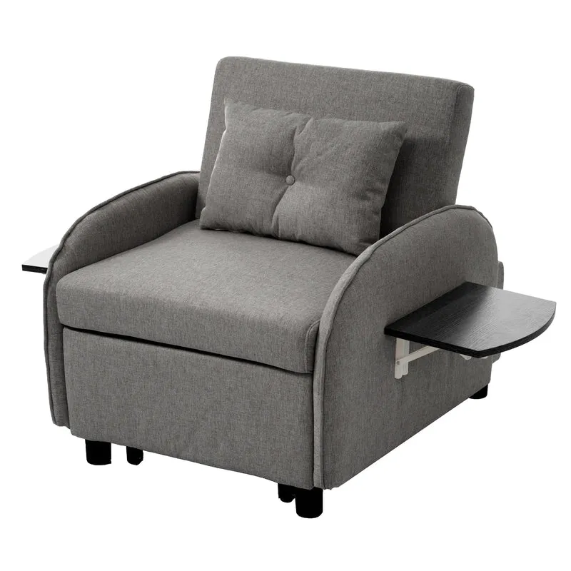 Slaapbank - Slaapstoel - Logeerbed - Klapstoel - Opvouwbare Eenpersoonsbank - Met Bedfunctie - Drievoudig Verstelbare - Opklapbaar - 123 x 74-167 x 78 cm - Donkergrijs