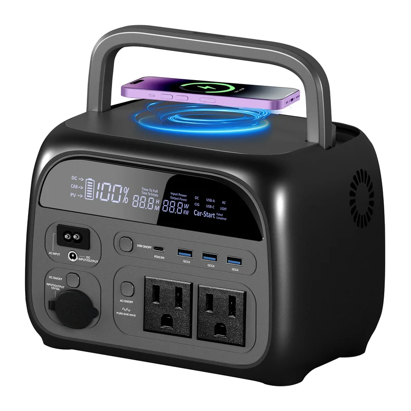 Powerstation - Stroomgenerator - Mini-Generator - Draagbare - Krachtcentrale - LiFe PO4-batterij - met Powerbankfunctie - 500W - 345Wh - 108000mAh - 110V 220V AC-uitgang - voor Thuisgebruik - Kamperen - Reizen - Zwart