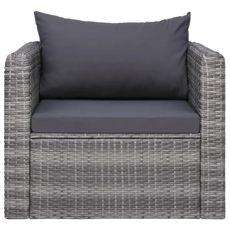 Tuinstoel – Geweven Tuinstoel – Outdoor Stoel – Balkonstoel – Weerbestendig – Lichtgewicht – Met Afneembare Kussens - 80 x 72 x 63 cm - Grijs