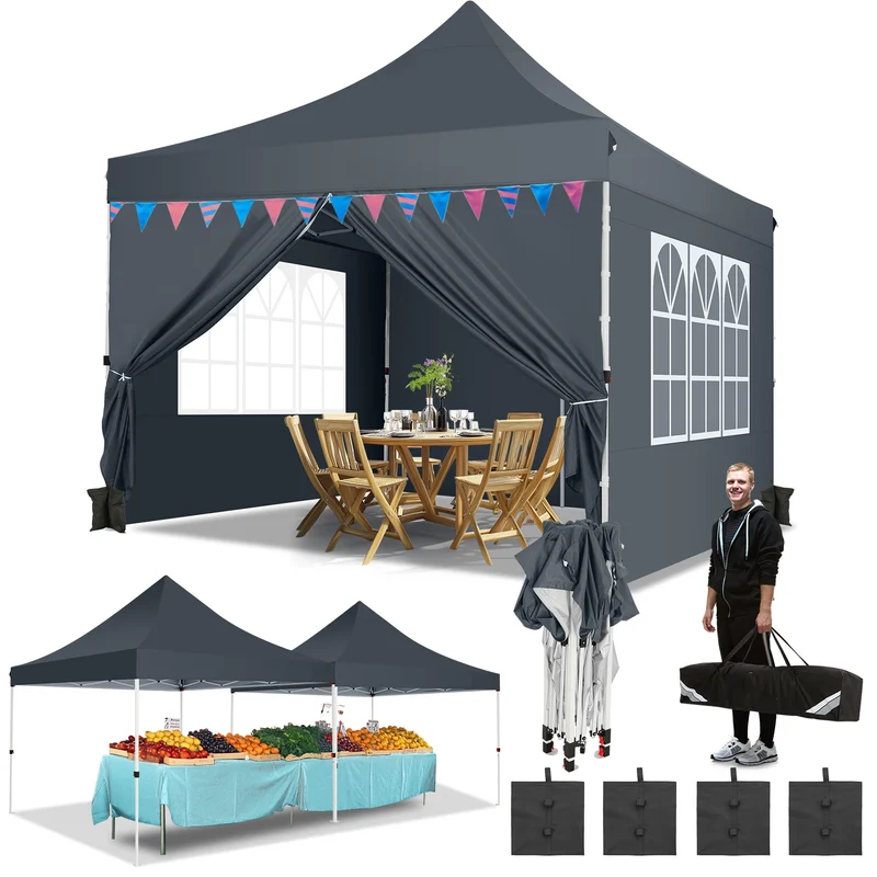 Partytent – Tent – Overkapping – Vouwtent – Paviljoen – 3x3 Meter – Waterdicht Oxford – UPF 50+ Bescherming - Grijs