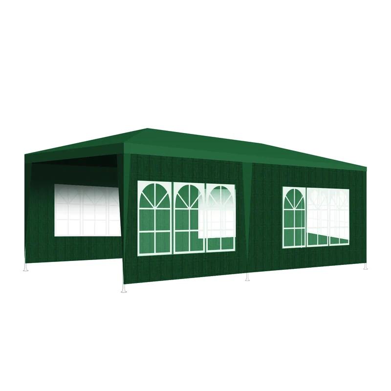 Partytent – Tuin Tent – Waterdichte Tent – Outdoor Tent – Kampeertent – Tuinent – Weerbestendig PE-Materiaal – Stevig Metalen Frame – 3 x 6 m - Groen