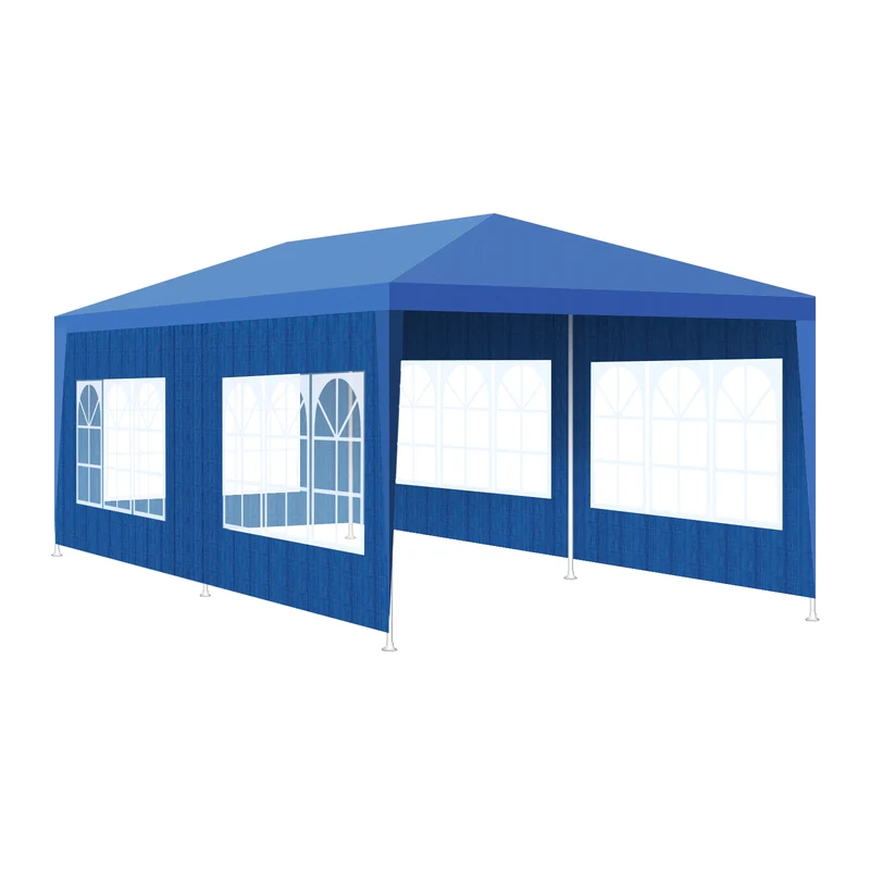 Partytent – Tuin Tent – Waterdichte Tent – Outdoor Tent – Kampeertent – Tuinent – Weerbestendig PE-Materiaal – Stevig Metalen Frame – 3 x 6 m - Blauw