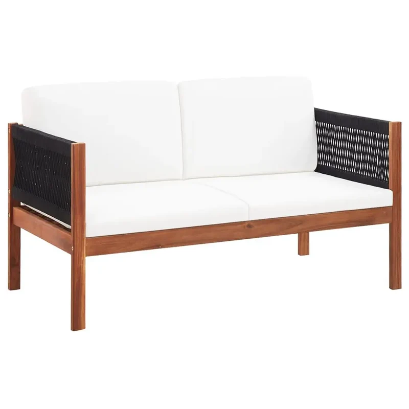 Tuinbank – Buitenbank – Zitbank – Acaciahout – Weerbestendig – Comfortabele Kussens - 122 x 65 x 60 cm - Hout & Zwart