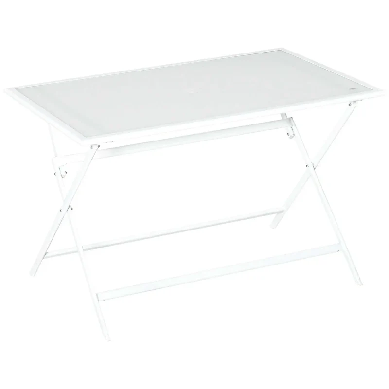 Vouwtafel – Buitentafel – Balkon Tafel – Tuin Tafel – Opvouwbare Tafel – Met Parasolgat – Met Glazen Blad