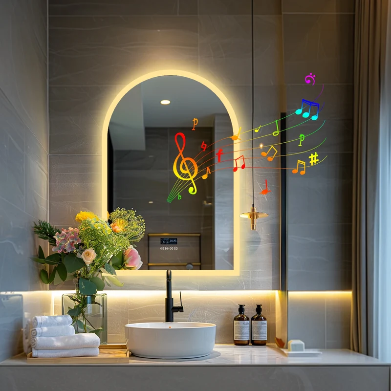 Led Spiegel Badkamer – Badkamerspiegel – Make-up Spiegel – Wandspiegel – Verlichte Spiegel – 60x90 cm Gebogen – Anti-Condens Met Bluetooth & Digitale Display