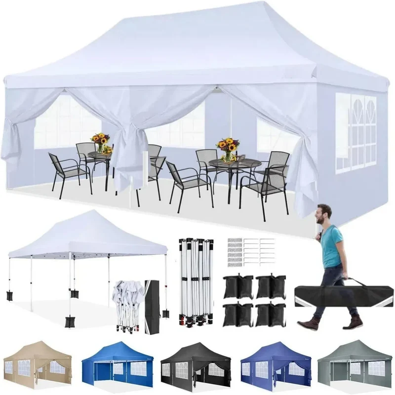 Gevouwen Gazebo – Overkapping – Tuentent – Partytent – 3x6 Meter – Waterdicht Oxford – Verstelbare Hoogte - Wit