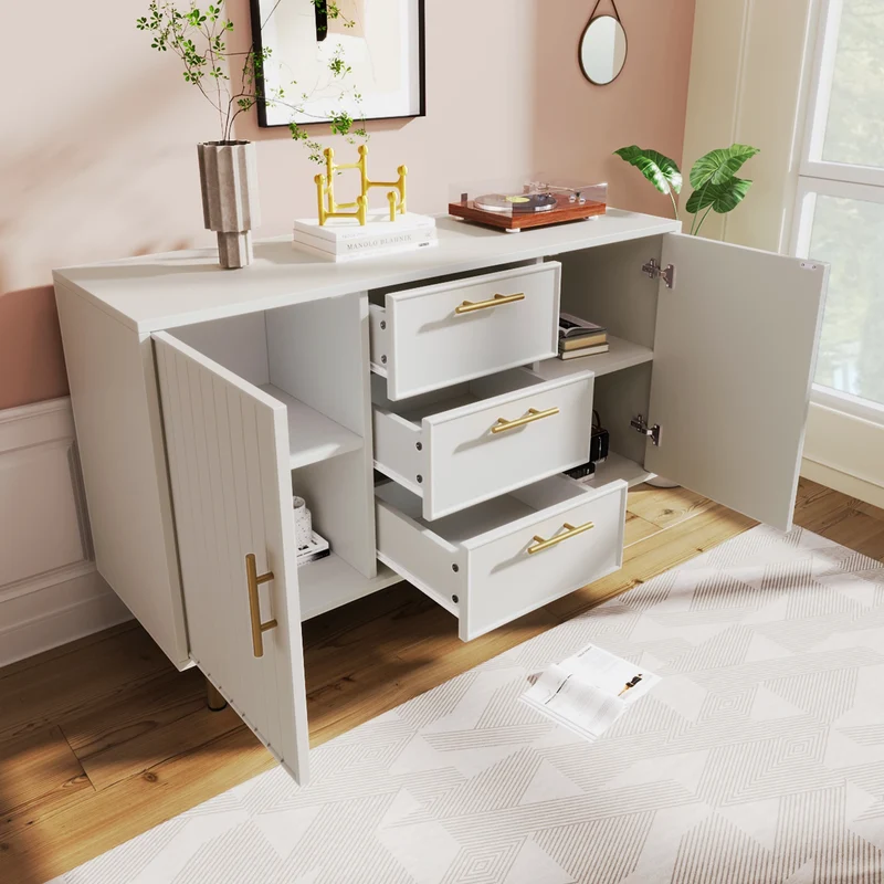 Opbergkast – Opbergmeubel – Dressoir – Kast – Drie Laden – Verstelbare Planken - 120x35.5x75cm