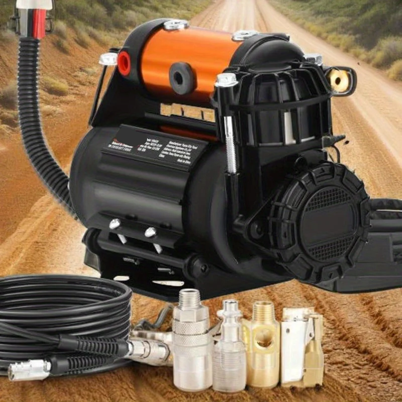 Luchtcompressor – Bandenpomp – Draagbare Compressor – 12V Pomp – Compact Formaat – 150 PSI – RVS Behuizing