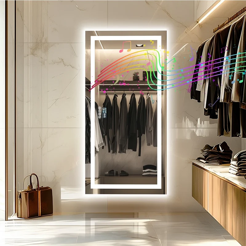 Badkamerspiegel – Spiegel Met Speaker – Led Spiegel – Anti-Fog Spiegel – Frameloos Design – Bluetooth Speaker – Driedelige Ledverlichting - 160x80cm