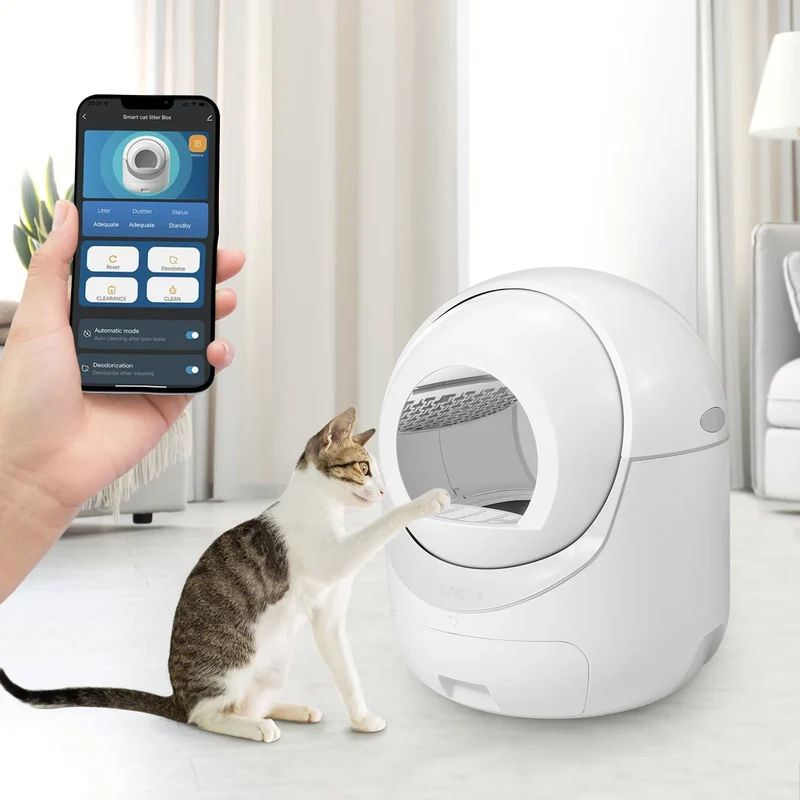 Automatische Kattenbak – Zelfreinigend Kattentoilet – Slimme Kattenbak – Stil En Ruim – App-Bediening – Geurverwijdering - Wit - XXL