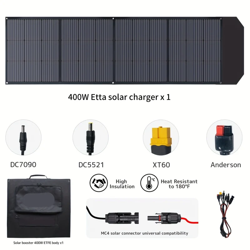 Draagbaar Opvouwbaar Zonnepaneel – Mobiel Zonnepaneel – Outdoor Zonnepaneel – 400W - Reis Zonnepaneel – Powerbank Oplader – Hoog Rendement – Weerbestendig