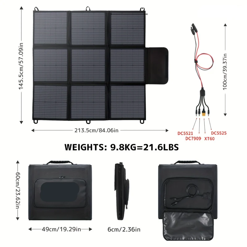 Draagbaar Zonnepaneel – Opvouwbaar Zonnepaneel – Camping Zonnepaneel – Mobiel Zonnepaneel – 400W Vermogen – Monokristallijn