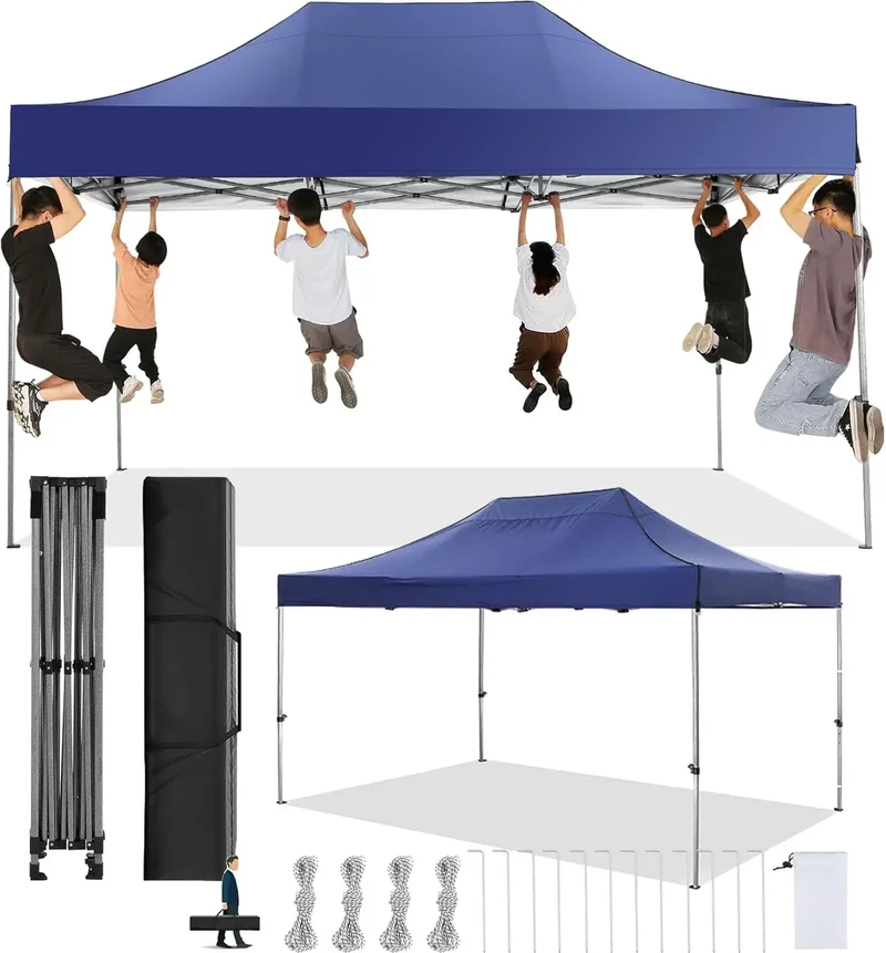 Vouwpaviljoen – Partytent – Vouwtent – Schaduwdoek – Tuinkamer – 3 X 4,5 Meter – Waterdicht 420D Oxford - Marineblauw