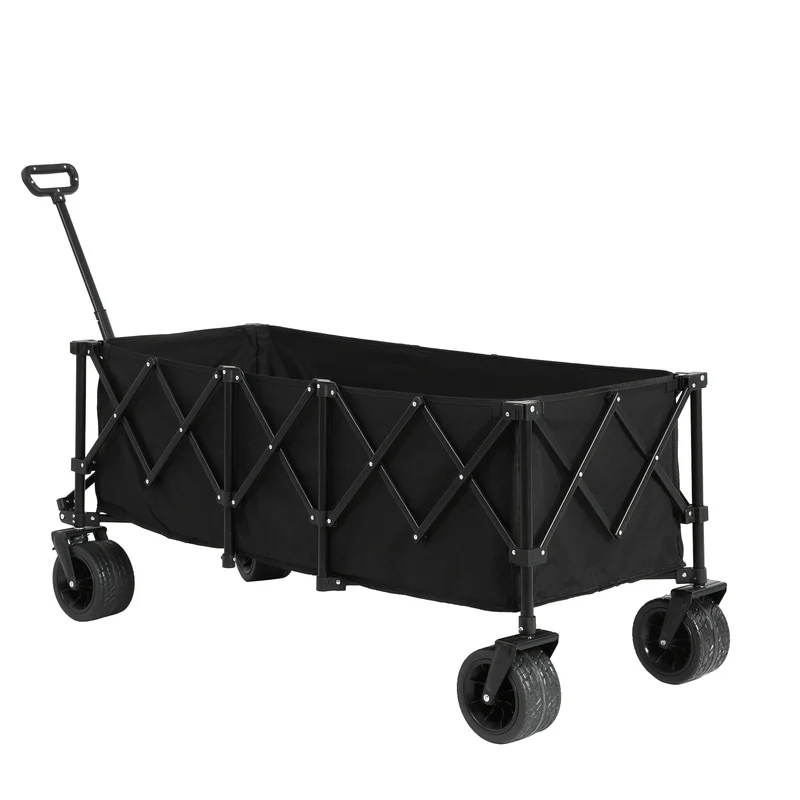 Vouwkar – Opvouwbare Bolderkar – Transportkar – Strandkar – Tuinkar – Stevig Stalen Frame – All-Terrain Wielen – Beige