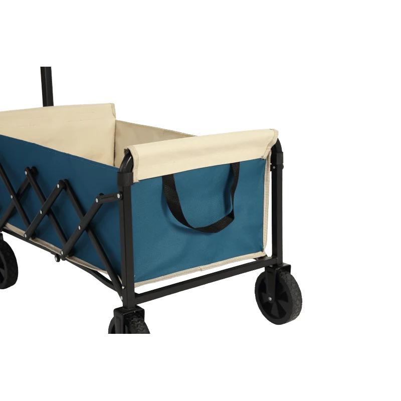 Bolderkar – Trolley – Boodschappentrolley – Opvouwbare Kar – Transportwagen – Lichtgewicht Staalframe – Waterafstotend 600D Oxford – Blauw